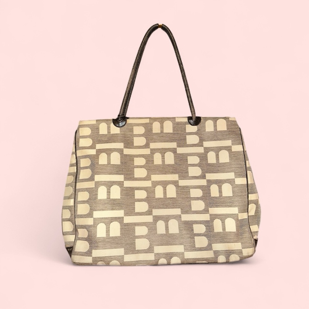 Bally Tote Bag Canvas Leather Grey Brown Used - Minor Wear, Unique Design